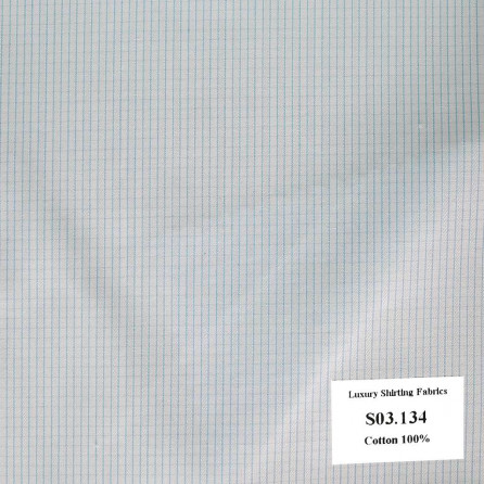 S03.134 Kevinlli S3 - Sơmi 100% Cotton - Xanh Duong Trắng Sọc